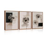 HPINUB Large Abstract Framed Canvas Wall Art Set,Minimalist Beige Neutral Floral Wall Art,Modern Illustration Neutral Painting for Living Room,Bedroom,Dining Room,Office 30x40cm