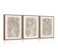 HPINUB Large Vintage Wildflowers Framed Canvas Wall Art Set,Boho Elegant Flower Print Wall Decor,Minimalist Floral Botanical Flowers Wall Printing for Living Room Bedroom,Dining Room,Office-12"X16"