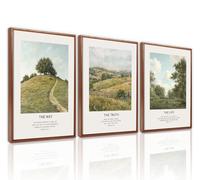 HPINUB Vintage Christian Framed Canvas Wall Art Set of 3(30x40cm) The Way The Truth The Life Wall Decor,Bible Verse Artwork Scripture Wall Painting,Religious Art Prints For Living Room,Bedroom,Office