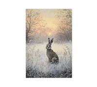 HPIOJQGOO Wild Rabbit on Frosty Meadow at Dawn Canvas Poster Wall Art Decor Print Picture Paintings for Living Room Bedroom Decoration 20x30inch(50x75cm)