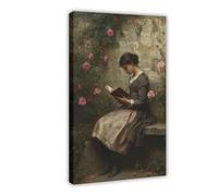 HPIOJQGOO Woman Sitting in A Victorian Garden Canvas Poster Bedroom Decor Landscape Office Room Decor Gift 20x30inch(50x75cm)