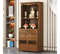 HPIRFYE Open Altar Cabinet with Large Storage,Intricate Chinese Altar Cabinet Pedestal Offering Table, Chinese Fengshui Statue Display Shelf,Buddhist Table with Drawer for Home Use