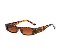 HPIRME 1PC Small Rectangle Sunglasses Unisex Retro Square Narrow Frame Sun Glasses Eyewear Shades UV400,A,Bright leopard,one size