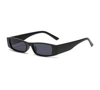 HPIRME 1PC Small Rectangle Sunglasses Unisex Retro Square Narrow Frame Sun Glasses Eyewear Shades UV400,A,Matte black,one size