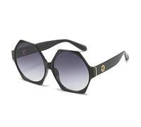 HPIRME Big Frame Hexagon Sunglasses Women Rivet Shades Eyewear Men Square Sun Glasses Sunnies Female UV400,C1,one size