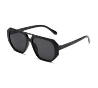 HPIRME Big Frame Vintage Double Bridge Glasses Women Luxury Men Outdoor Uv400(Black-Black)