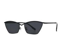 HPIRME Cat Eye Rectangle Sunglasses Women Luxury Vintage Metal Frame Retro(Black)