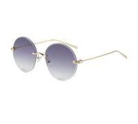 HPIRME Cutting Rimless Circle Frame Sunglasses for Women Fashion Alloy Oversize Gradient Knot Ladies Shades Uv400(double gray)