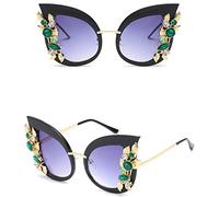 HPIRME Diamond Oversized Sunglasses Women Cat Eye Sunglasses Transparent Frame Vintage Shades,C1 black gray,one size