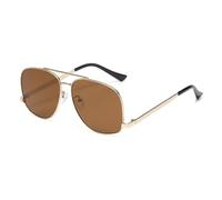 HPIRME Double Bridge Metal Irregular Frame Men's and Women's Sunglasses Frame(Brown)