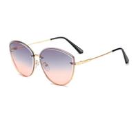 HPIRME Fashion Cat Eyes Glasses Women Metal Female Uv400 Vintage Ladies Oversized(C)