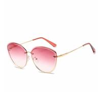 HPIRME Fashion Cat Eyes Glasses Women Metal Female Uv400 Vintage Ladies Oversized(T)