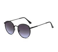 HPIRME Fashion Circle Round Glasses Vintage Uv Protection Metal Frame Streetwear(Black-Gray Blue)