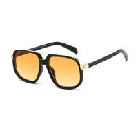 HPIRME Fashion Double Bridges Glasses Women Retro Gradient Shades Uv400 Men Outdoor(Black Orange)