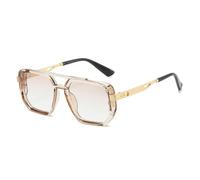 HPIRME Fashion Double Bridges Women Sunglasses Shades Uv400 Retro Rivets Men Punk Gradient