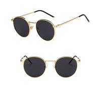 HPIRME Fashion Glasses Fishing Metal Frame Shades Round Women's Women Men(Gold Gray)