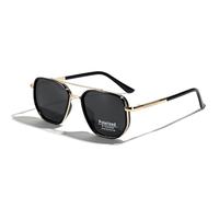 HPIRME Fashion Men Driver Polarized Glasses Women Metal Retro(Golden Black)