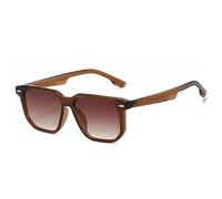 HPIRME Fashion Men Glasses Retro Rivets Shades Uv400 Women Luxury(Brown tea gradient)