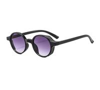 HPIRME Fashion Men Round Glasses Women Vintage Female Beach Shades Uv400(Black-Gray)