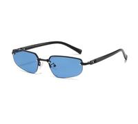 HPIRME Fashion Metal Glasses Women Retro Luxury Men Outdoor Punk Lady Shades Uv400(Black-Blue)
