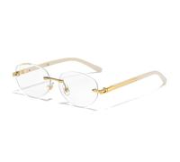HPIRME Fashion Metal Rimless Oval Glasses Women Luxury Fashion Gradient Men Punk Uv400(Gold)