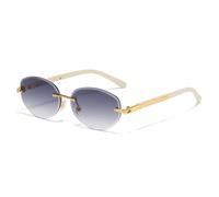 HPIRME Fashion Metal Rimless Oval Glasses Women Luxury Fashion Gradient Men Punk Uv400(Gold-Gray)