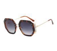 HPIRME Fashion Metal Rivets Oversized Irregular Frame Women Luxury Men Glasses Driving Shades Uv400(Leopard Gray)