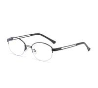 HPIRME Fashion Oval Glasses Women Vintage Semi-rimless Clear Ocean Lens Shades Uv400(Black clear)
