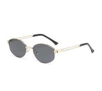 HPIRME Fashion Oval Glasses Women Vintage Semi-rimless Clear Ocean Lens Shades Uv400(Golden grey)