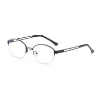 HPIRME Fashion Oval Glasses Women Vintage Semi-rimless Clear Ocean Lens Shades Uv400 Men(Black clear)