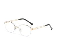 HPIRME Fashion Oval Glasses Women Vintage Semi-rimless Clear Ocean Lens Shades Uv400 Men(Golden clear)