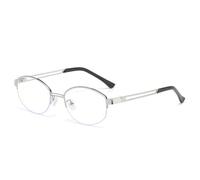 HPIRME Fashion Oval Glasses Women Vintage Semi-rimless Clear Ocean Lens Shades Uv400 Men(Silver clear)
