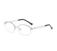 HPIRME Fashion Oval Glasses Women Vintage Semi-rimless Clear Ocean Lens Shades Uv400(Silver clear)
