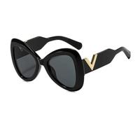 HPIRME Fashion Oversized Butterfly Glasses Women for Men Fashion Luxury Vintage Punk Uv400(Black-Black)