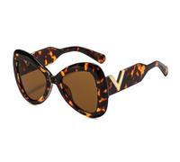 HPIRME Fashion Oversized Butterfly Glasses Women for Men Fashion Luxury Vintage Punk Uv400(Leopard-Brown)