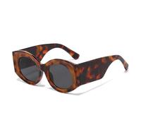 HPIRME Fashion Oversized Oval Women Glasses Retro Shades Uv400 Men Gradient(Leopard grey)