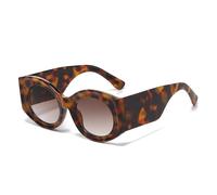 HPIRME Fashion Oversized Oval Women Glasses Retro Shades Uv400 Men Gradient(Leopard tea gradient)