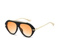 HPIRME Fashion Oversized Pilot Glasses Women Shades Uv400 Retro Gradient Men Glasses(Black Orange)
