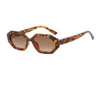 HPIRME Fashion Polygon Women Glasses Retro Colorful Gradient Uv400 Men Punk(Leopard-Brown)