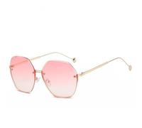HPIRME Fashion Polygonal Metal Sunglasses Retro Ladies Luxury Driving(pink)