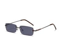 HPIRME Fashion Rectangle Women Glasses Vintage Rimless Clear Ocean Gradient Lens Men Uv400(Gun grey)