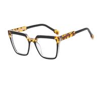 HPIRME Fashion Retro Sunglasses Frame Two Color Splicing Women Large Size Cat Eye Tr90(C8BlackYellow)