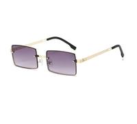 HPIRME Fashion Rimless Glasses Women Rectangle Female Gradient Shades Uv400(Gold-Gray)