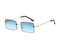 HPIRME Fashion Rimless Glasses Women Rectangle Female Gradient Shades Uv400(Gold-GrayBlue)