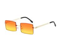 HPIRME Fashion Rimless Glasses Women Rectangle Female Gradient Shades Uv400(Gold-Orange)