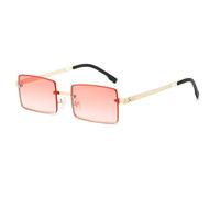 HPIRME Fashion Rimless Glasses Women Rectangle Female Gradient Shades Uv400(Gold-Pink)