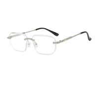HPIRME Fashion Rimless Rectangle Glasses Vintage Shades Ocean Lenses(Silver)