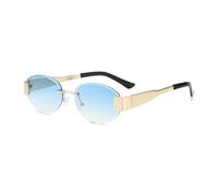 HPIRME Fashion Rimless Women Oval Sunglasses Men Gradient Uv400(Gradient blue)
