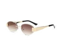 HPIRME Fashion Rimless Women Oval Sunglasses Men Gradient Uv400(Gradient tea)
