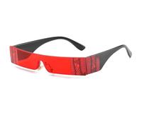 HPIRME Fashion Rimless Women Vintage Small Glasses Female Men Flat Top Rectangle(C3 Red)